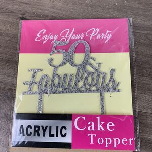 Fabulous & 50 Cake Topper Silver Glitter, 50th Birthday Party Decoration Ideas